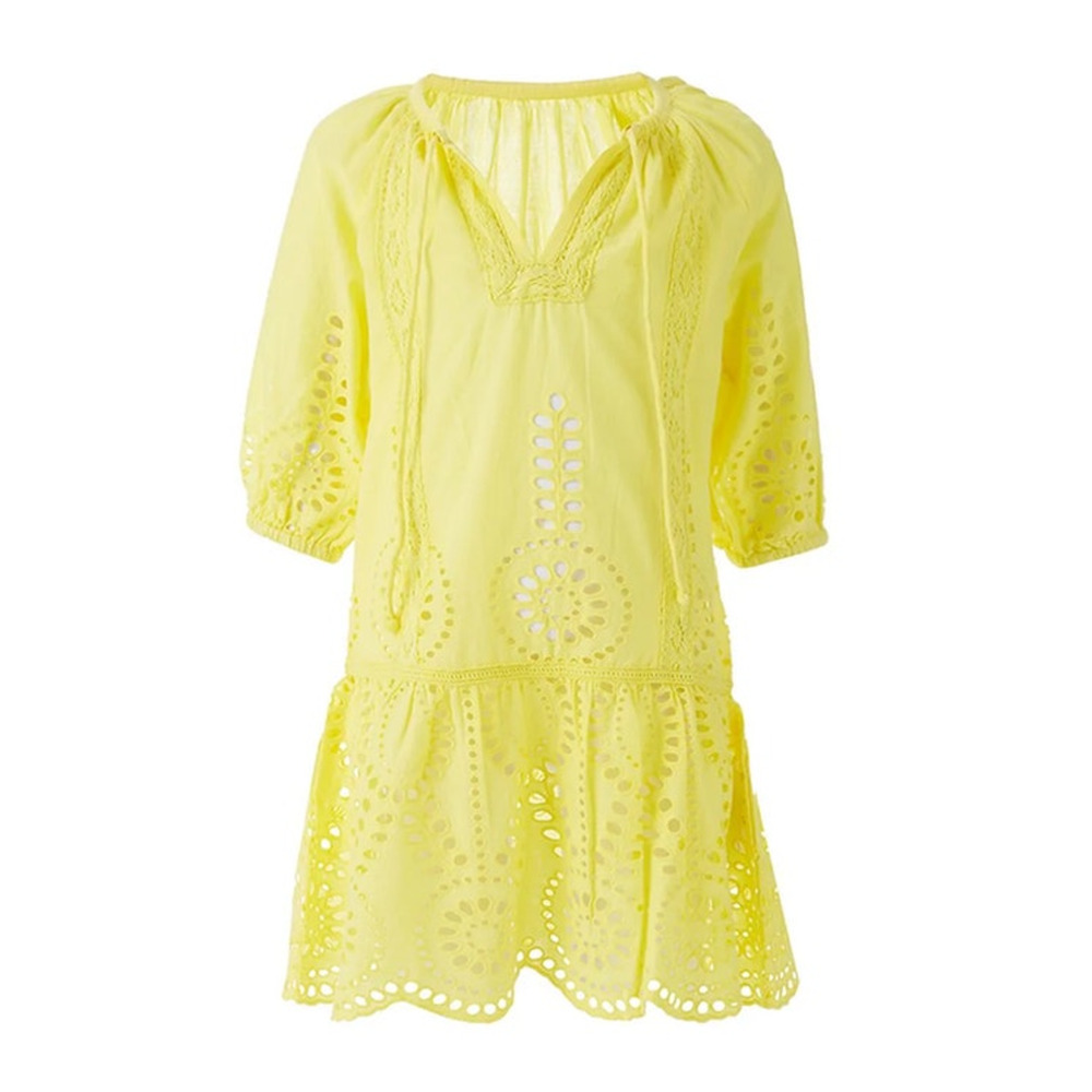 Melissa Odabash Yellow Eyelet Cover Up Dress Girls Size 8